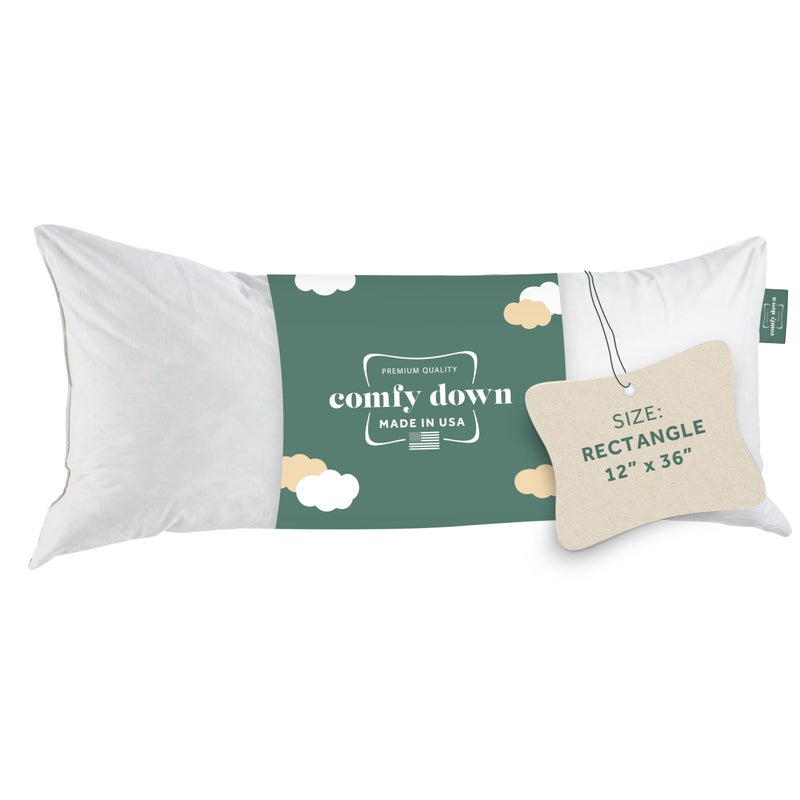 ComfyDown Decorative Throw Pillow Insert, Down and Feather Fill, 100% Cotton Cover, 233 Thread Count - Made in USA (12 X 36) - Image 1
